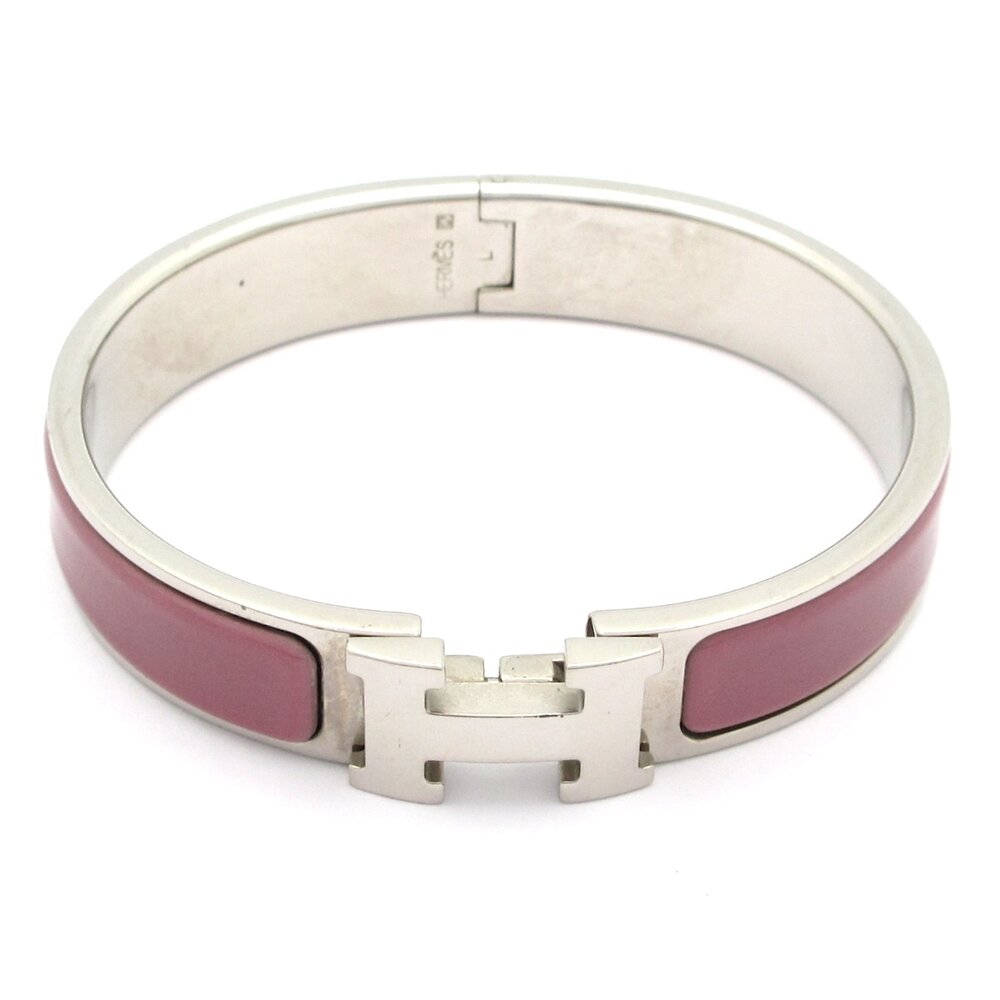 Hermès Clic H Bangle Silver Purple Hardware Patent Leather
